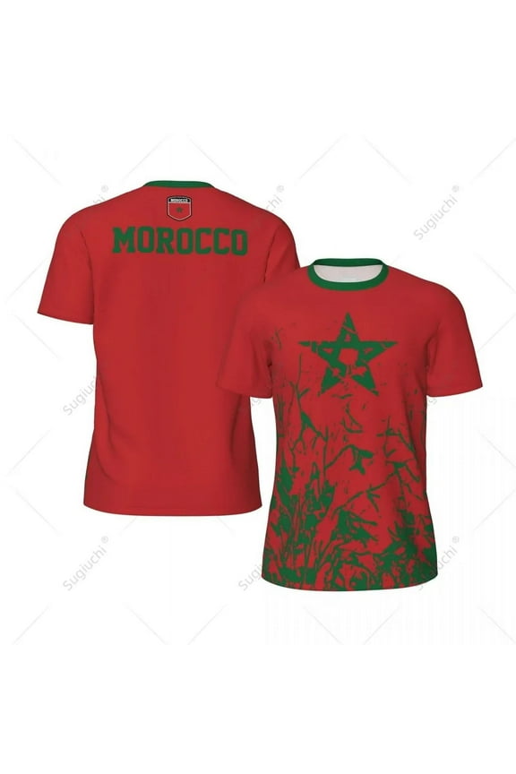 Exclusive design Morocco Flag Grain 3D Printed Men For Running Bike Soccer Tennis Fitness Sports tshirt Mesh Fans Short T-shirt
