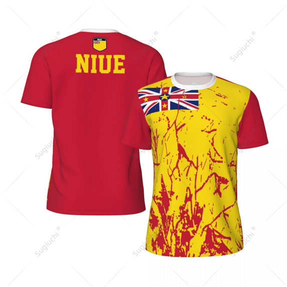 Exclusive design Niue Flag Grain 3D Printed Men For Running Bike Soccer Tennis Fitness Sports tshirt Mesh Fans Short T-shirt