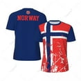 thumbnail image 1 of Exclusive design Norway Flag Grain 3D Printed Men For Running Bike Soccer Tennis Fitness Sports tshirt Mesh Fans Short T-shirt, 1 of 16