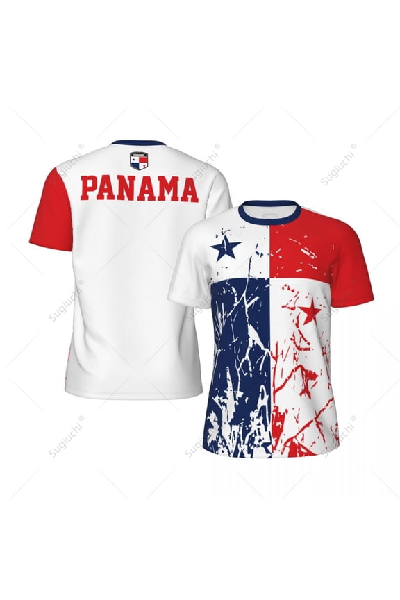 Exclusive design Panama Flag Grain 3D Printed Men For Running Bike Soccer Tennis Fitness Sports tshirt Mesh Fans Short T-shirt