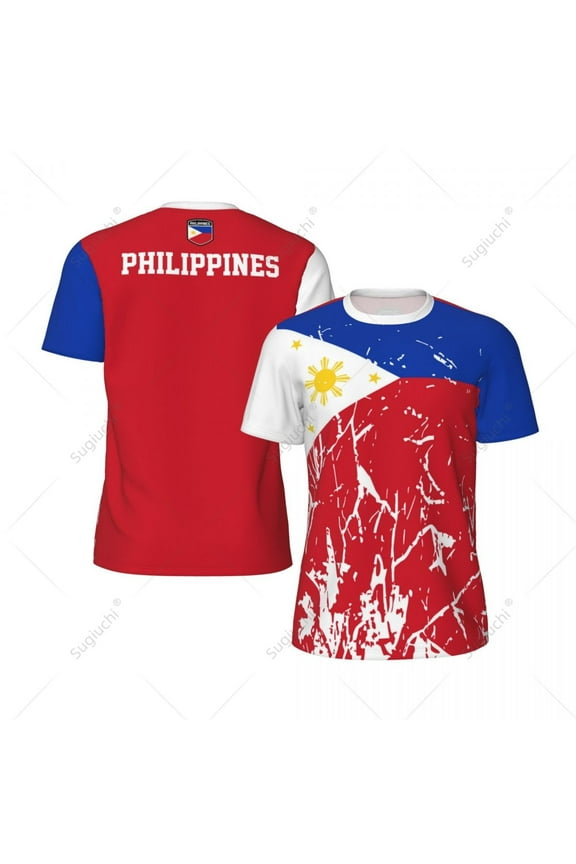 Exclusive design Philippines Flag Grain 3D Printed Men For Running Bike Soccer Tennis Fitness Sports tshirt Mesh Short T-shirt