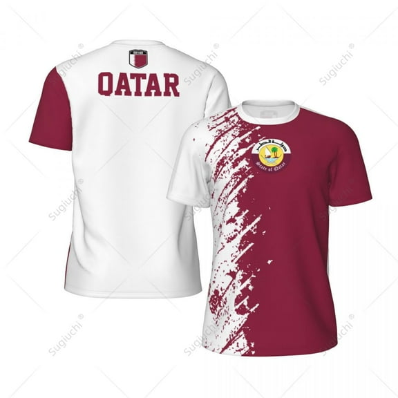 Exclusive design Qatar Flag Grain 3D Printed Men For Running Bike Soccer Tennis Fitness Sports tshirt Mesh Fans Short T-shirt
