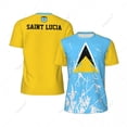thumbnail image 1 of Exclusive design Saint Lucia Flag Grain 3D Printed Men For Running Bike Soccer Tennis Fitness Sports tshirt Mesh Short T-shirt, 1 of 17