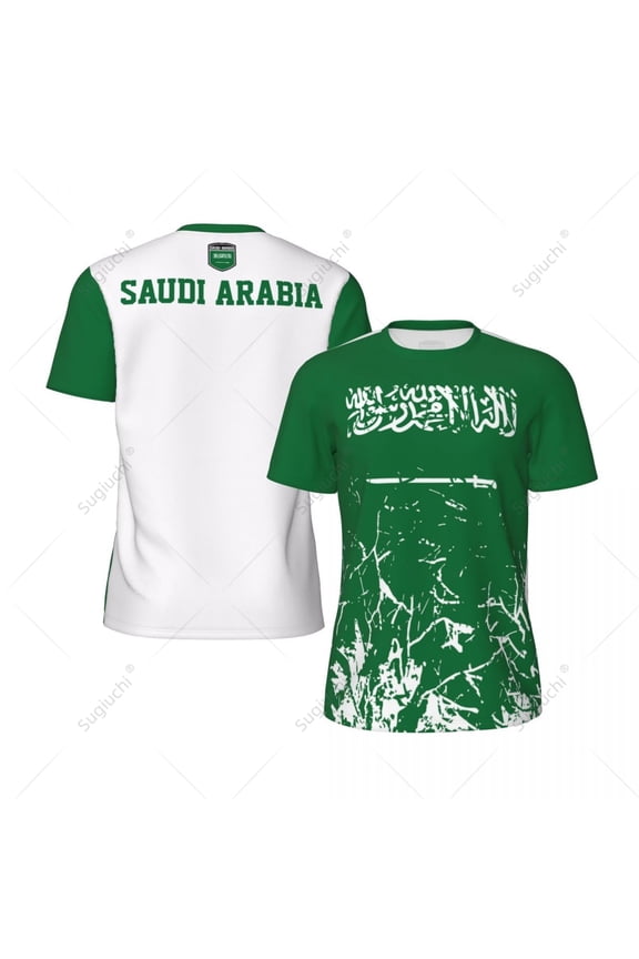 Exclusive design Saudi Arabia Flag Grain 3D Printed Men For Running Bike Soccer Tennis Fitness Sports tshirt Mesh T-shirt