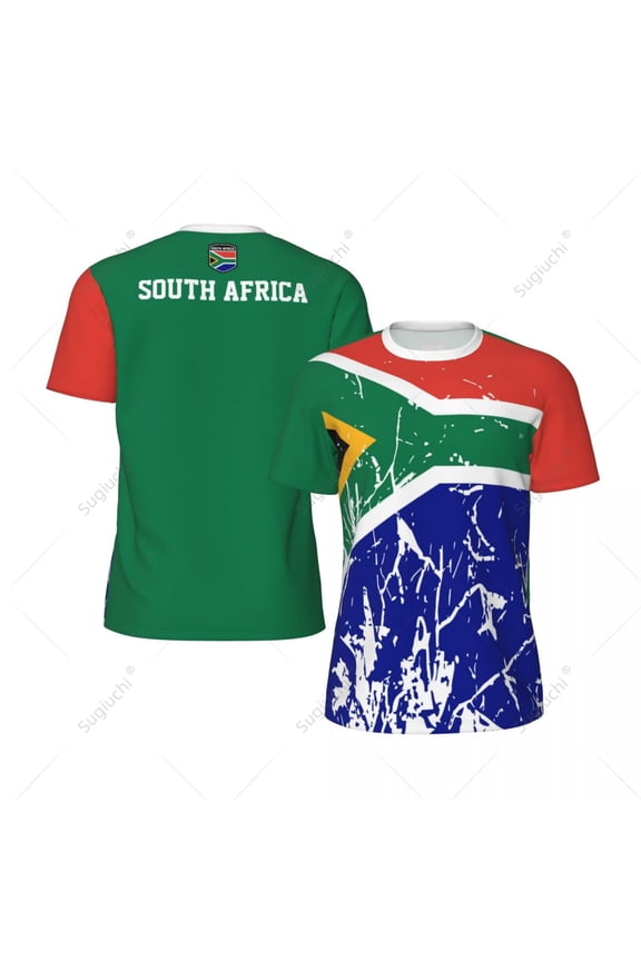 Exclusive design South Africa Flag Grain 3D Printed Men For Running Bike Soccer Tennis Fitness Sports tshirt Mesh Short T-shirt