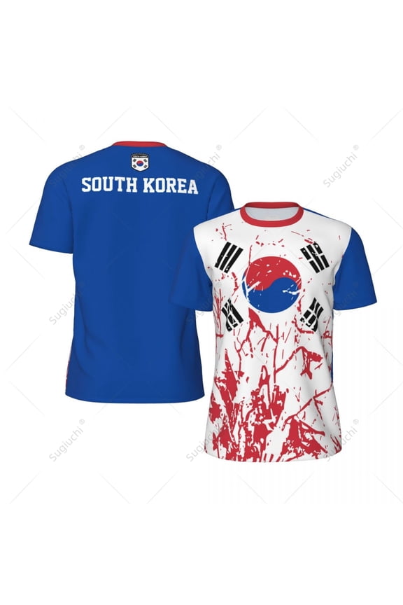 Exclusive design South Korea Flag Grain 3D Printed Men For Running Bike Soccer Tennis Fitness Sports tshirt Mesh Short T-shirt