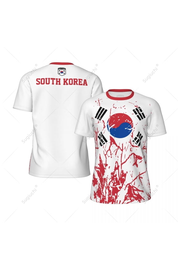 Exclusive design South Korea Flag Grain 3D Printed Men For Running Bike Soccer Tennis Fitness Sports tshirt Mesh Short T-shirt
