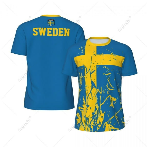 Exclusive design Sweden Flag Grain 3D Printed Men For Running Bike Soccer Tennis Fitness Sports tshirt Mesh Fans Short T-shirt