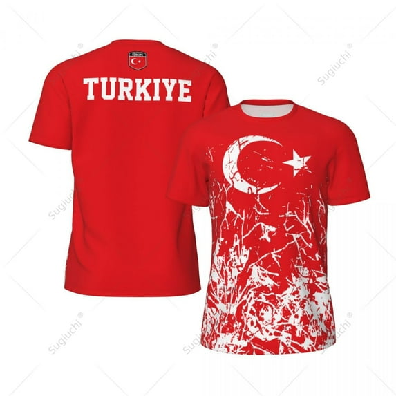 Exclusive design Turkey Flag Grain 3D Printed Men For Running Bike Soccer Tennis Fitness Sports tshirt Mesh Fans Short T-shirt