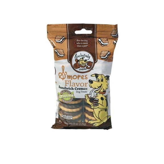 Exclusively Dog Cookies S'mores Flavor Sandwich Cremes Dog Treats, 8 oz