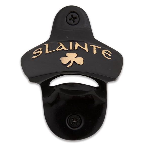 Exclusively Irish Slainte Shamrock Bottle Opener-Black Brass 3.5″x2.5″