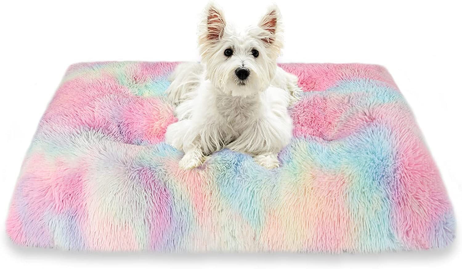 Exclusivo Mecla Soft Plush Dog Bed Crate Mat for Small Dogs (26*20*4 in), Faux Fur Fluffy Dog