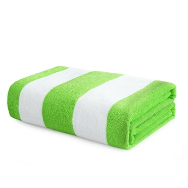 Exclusivo Mezcla 1 Pack Microfiber Cabana Striped Large Beach Towel (Light Green, 30" x 60")-Soft, Quick Dry, Absorbent, and Plush