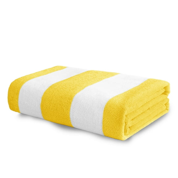 Exclusivo Mezcla 1 Pack Microfiber Cabana Striped Large Beach Towel (Yellow, 30" x 60")-Soft, Quick Dry, Absorbent, and Plush