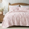 thumbnail image 1 of Exclusivo Mezcla Cotton Quilts Twin Size Pink, Soft Breathable Bedspread Gauze Boho Pattern Coverlet Lightweight Twin Quilt Bedding Set for All Seasons( 1 Quilt and 1 Pillow Sham), 1 of 6