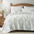 thumbnail image 1 of Exclusivo Mezcla 100% Cotton Quilts Twin Size Sage Green, Soft Breathable Bedspread Gauze Boho Pattern Coverlet Lightweight Twin Quilt Bedding Set for All Seasons( 1 Quilt and 1 Pillow Sham), 1 of 7