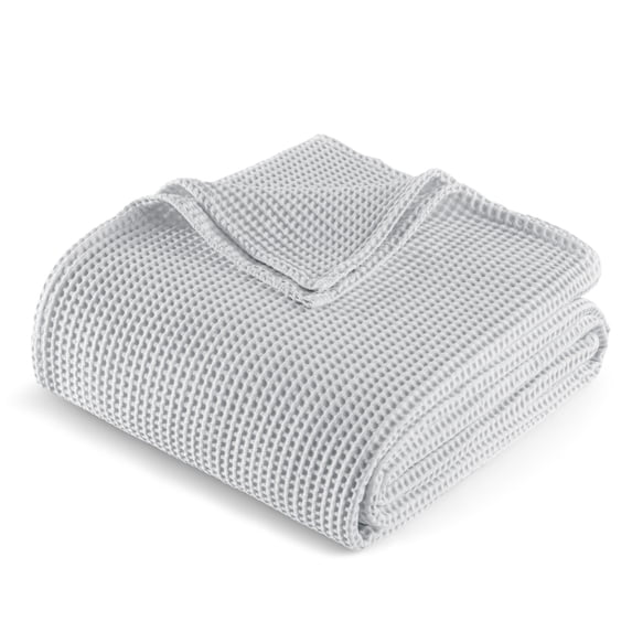 Exclusivo Mezcla 100% Cotton Waffle king Size Blanket for Bed, Lightweight and Breathable Gauze Muslin Blanket for Summer, Moisture-Wicking, Home Decor, 104"x90", Light Grey