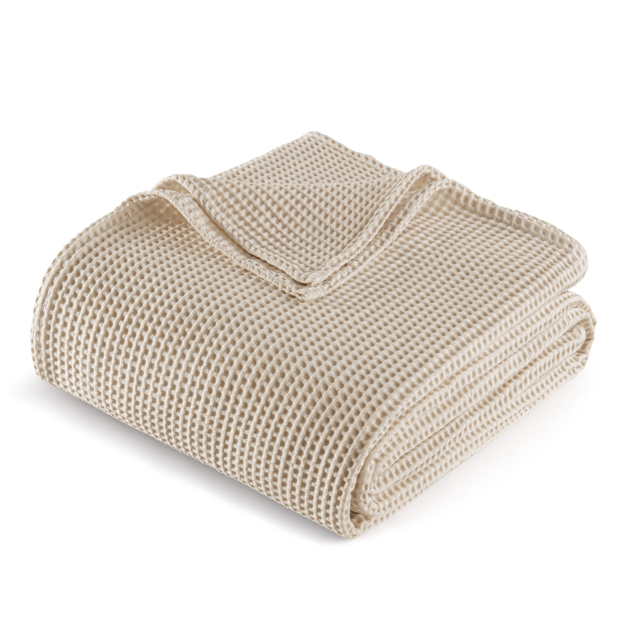 Exclusivo Mezcla 100% Cotton Waffle Throw Blanket for Couch, Sofa, Lightweight and Breathable Gauze Muslin Blanket for Summer, Moisture-Wicking, Home Decor, 50"x70", Khaki