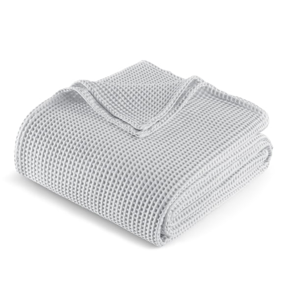 Exclusivo Mezcla 100% Cotton Waffle Throw Blanket for Couch, Sofa, Lightweight and Breathable Gauze Muslin Blanket for Summer, Moisture-Wicking, Home Decor, 50"x70", Light Grey