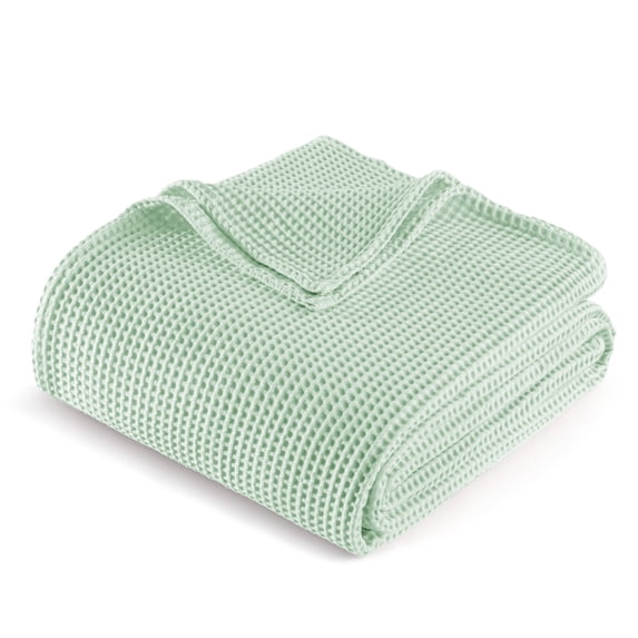 Exclusivo Mezcla 100% Cotton Waffle Throw Blanket for Couch, Sofa, Lightweight and Breathable Gauze Muslin Blanket for Summer, Moisture-Wicking, Home Decor, 50"x70", Sage Green