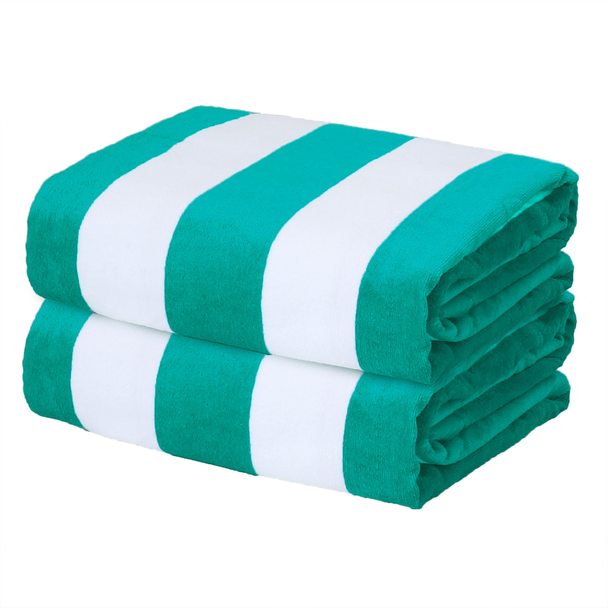 White Classic Beach Towels Oversized Green Cabana Stripe Cotton Bath Towel Large - Luxury Plush Thick Hotel Swim Pool Towels for Adults Super