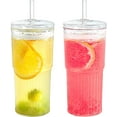 Exclusivo Mezcla 2 Pack 20oz Glass Cups with Lids and Straws, Mason Jar