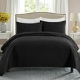 Exclusivo Mezcla Black Twin Quilt Set, Square Pattern Ultrasonic