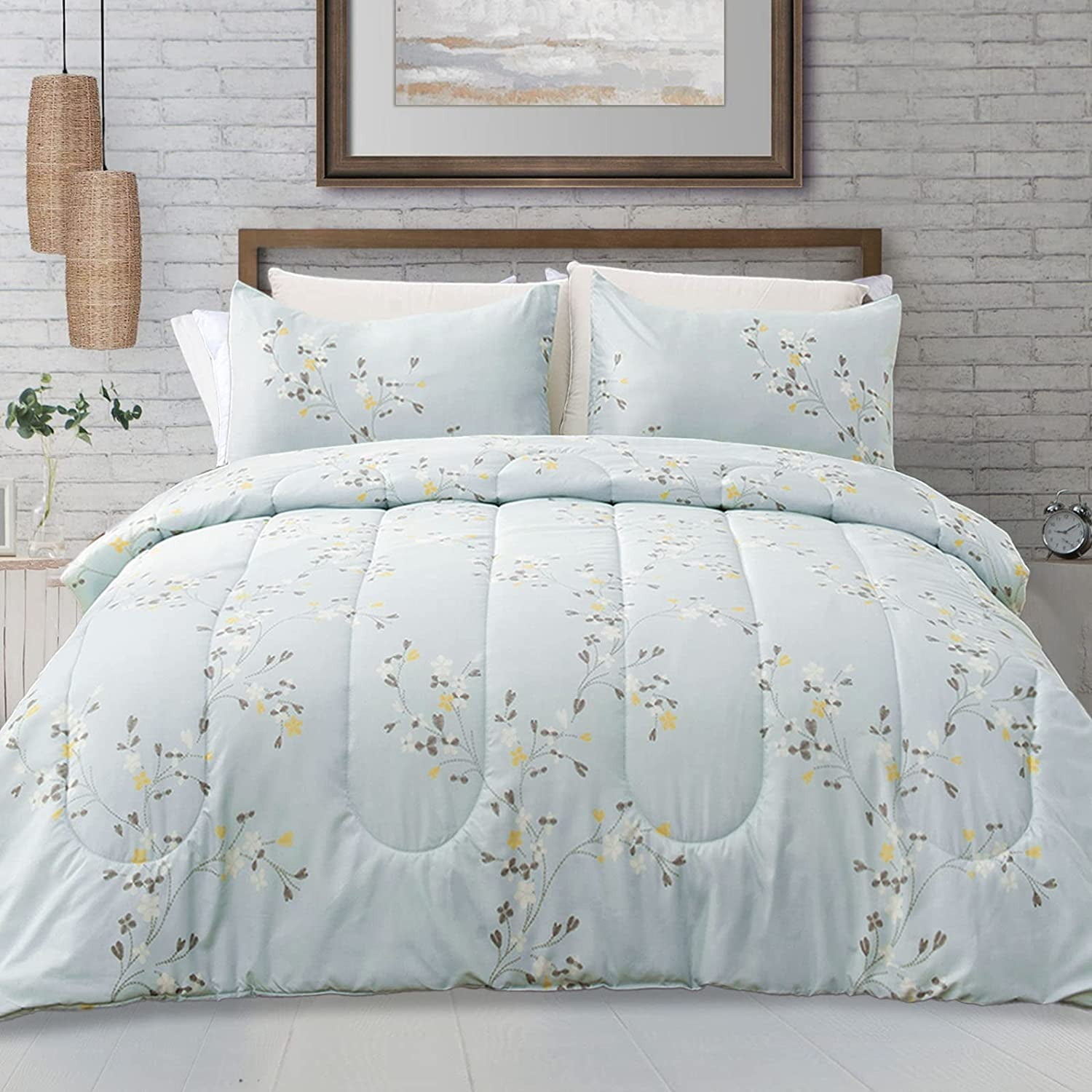 Exclusivo Mezcla 3Piece Floral Queen Set, Microfiber AllSeason