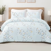 Exclusivo Mezcla 3-Piece Floral Queen Comforter Set, Microfiber Bedding Down Alternative Comforter for All Seasons with 