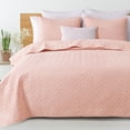 thumbnail image 1 of Exclusivo Mezcla 3-Piece King Size Quilt Set, Basket Quilted Bedspread/Coverlet/Bed Cover(96"x 104", Blush Pink), 1 of 7