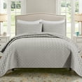 Exclusivo Mezcla King Size Quilt Set, Light Gray, 3Piece, Breathable Microfiber, Lightweight
