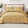 thumbnail image 1 of Exclusivo Mezcla 3-Piece Paisley King Size Comforter Set, Microfiber Bedding Down Alternative Comforter for All Seasons with 2 Pillow Shams, Orange and Yellow, 1 of 7