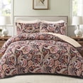 thumbnail image 1 of Exclusivo Mezcla 3-Piece Paisley Queen Comforter Set, Microfiber Bedding Down Alternative Comforter for All Seasons with 2 Pillow Shams, Black and Camel, 1 of 7