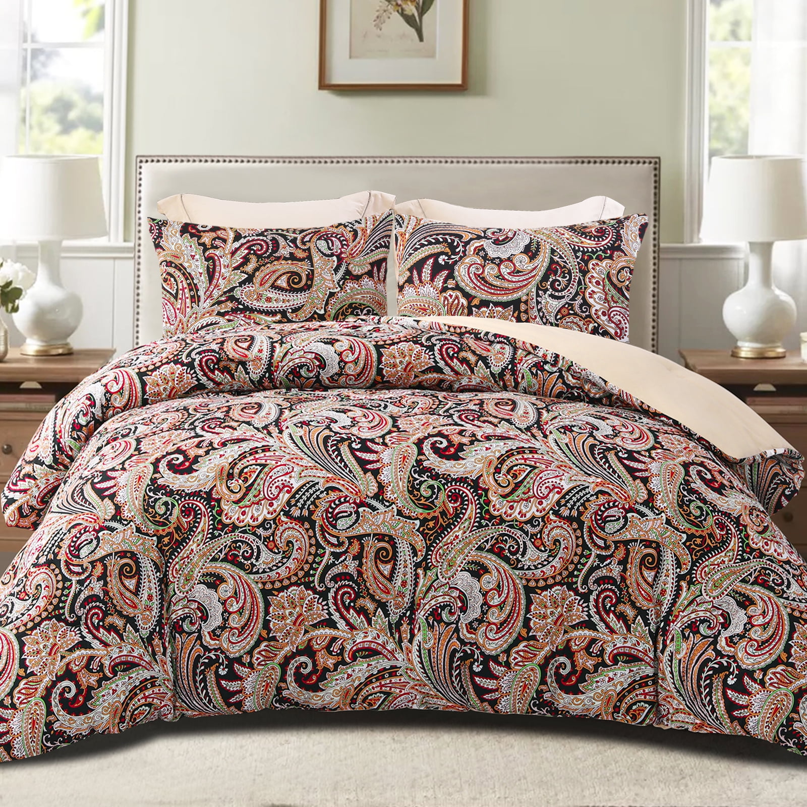 Exclusivo Mezcla Paisley Queen Comforter Set, 3Pc Bedding for All