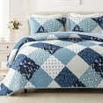 thumbnail image 1 of Exclusivo Mezcla Reversible Boho Quilt Set King Size, 3 Pieces Patchwork Blue All Season Bedspreads, Ultra Soft Floral Coverlet Bedding Set with Printed Pattern (1 Quilt, 2 Pillow Shams), 1 of 8