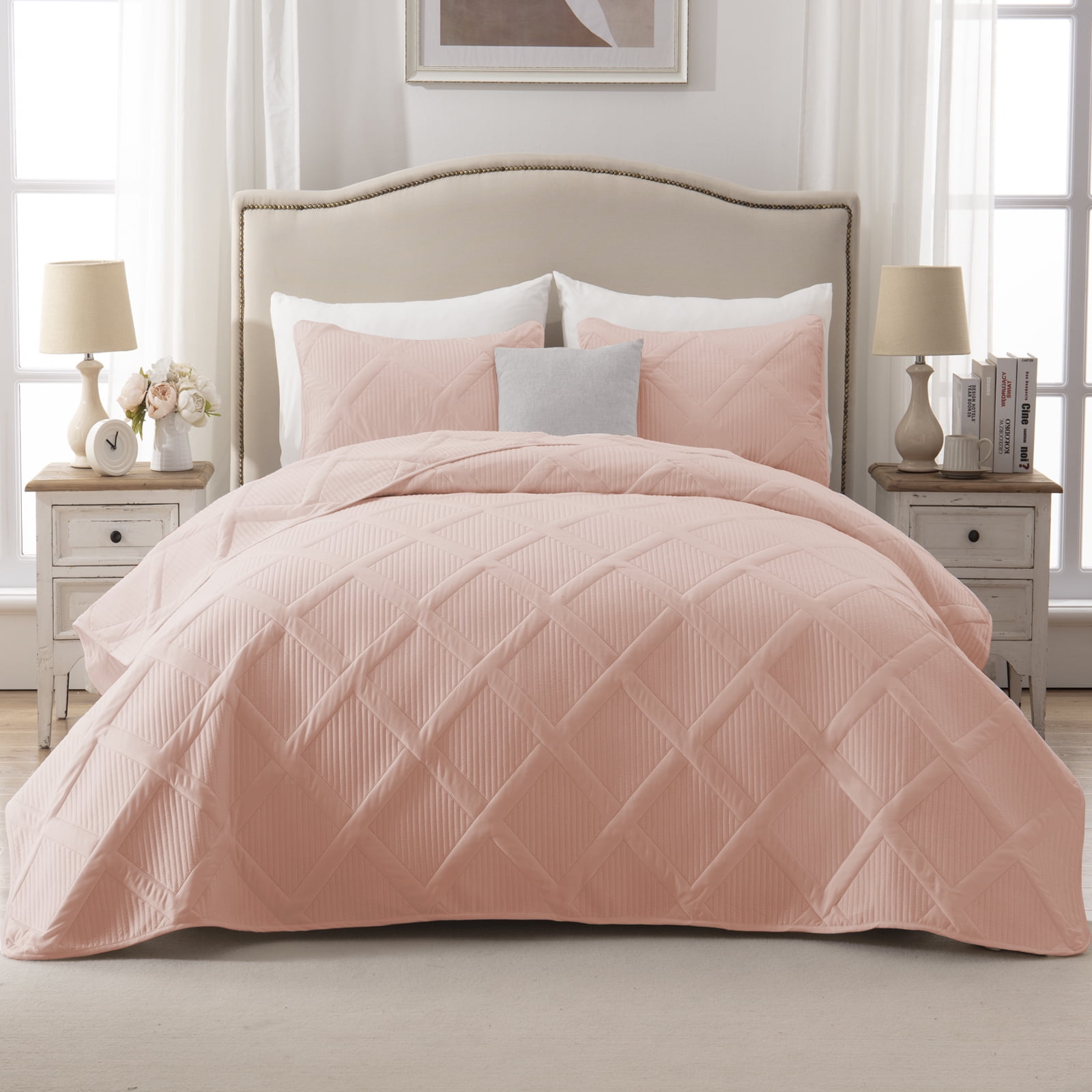 Exclusivo Mezcla 3 Pieces Ultrasonic Full Queen Quilt Set, Lightweight