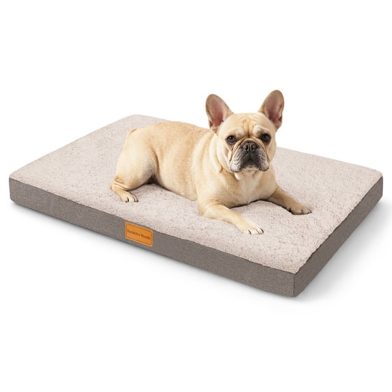Exclusivo Mezcla Small Dog Bed with Removable and Washable Cover, Orthopedic Pet Bed for Crates, Non-Slip Bottom and Waterproof Liner, 30"×20", Ivory