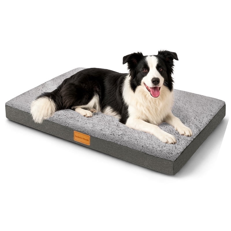 Exclusivo Mezcla Medium Dog Bed with Removable and Washable Cover, Orthopedic Pet Bed for Crates, Non-Slip Bottom and Waterproof Liner, 36"×24", Grey