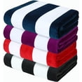 thumbnail image 1 of Exclusivo Mezcla 4-Pack Cotton Large Cabana Stripe Beach Towels, Super Absorbent Soft Plush Pool Towel, Bath Towel (Red/Purple/Grey/Navy Blue, 30"x60"), 1 of 8