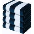 thumbnail image 1 of Exclusivo Mezcla 4-Pack Cotton Oversized 35"x70" Cabana Stripe Beach Towels, Super Absorbent Soft Plush Pool Towel, Bath Towel (Dark Navy), 1 of 9