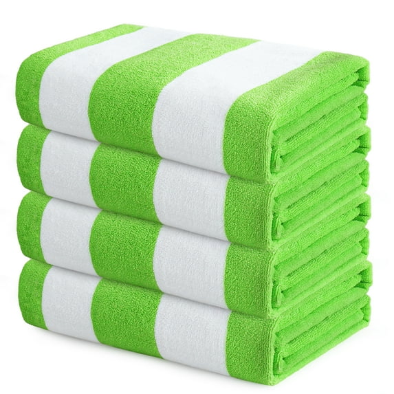 Exclusivo Mezcla 4-Pack Large Cabana Stripe Lightweight Soft Microfiber Beach Towels, Highly Absorbent Travel Pool Towel(Light Green,30"x60")