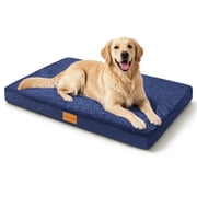 Exclusivo Mezcla Large Dog Bed with Removable and Washable Cover 42"x28", Orthopedic Pet Bed for Crates, Non-Slip Bottom and Waterproof Liner, Navy Blue