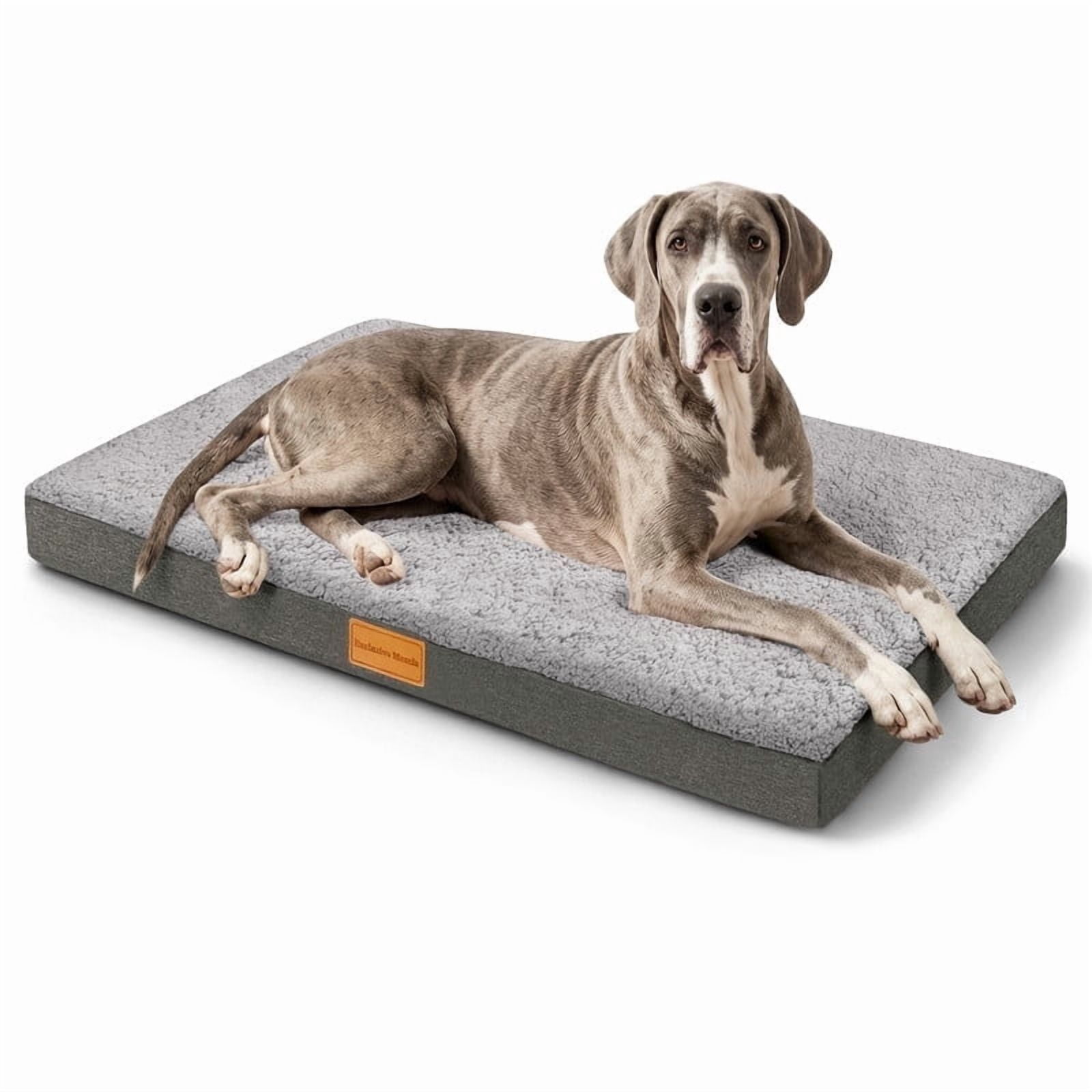 Exclusivo Mezcla Extra Large Dog Bed with Removable and Washable Cover, Orthopedic Pet Bed for Crates, Non-Slip Bottom and Waterproof Liner, 56"×40", Grey
