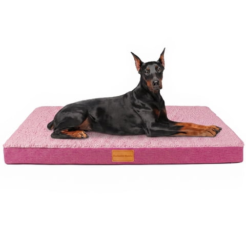 Exclusivo Mezcla Extra Large Dog Bed with Removable and Washable Cover 56"x40", Orthopedic Pet Bed for Crates, Non-Slip Bottom and Waterproof Liner, Pink
