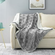 Exclusivo Mezcla 50" x 70" Large Throw Blanket, Reversible Brushed Flannel Fleece& Plush Sherpa Blanket(Light Grey)- Decorative, Lightweight, Soft and Warm