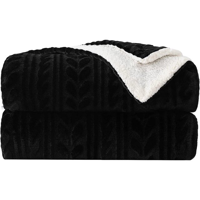 Exclusivo Mezcla 50"x70" Sherpa Fleece Throw Blanket, Reversible Velvet