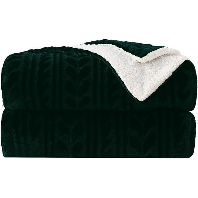 Exclusivo Mezcla 50"x70" Sherpa Fleece Throw Blanket, Reversible Velvet Plush Blankets and Soft