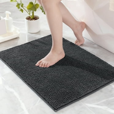 Exclusivo Mezcla Bathroom Rugs Mat 17x24, Extra Soft Absorbent Chenille Bath Rugs Mat, Quick Dry, Machine Washable Bath Mats for Bathroom Floor, Shower, Home Decor, Grey