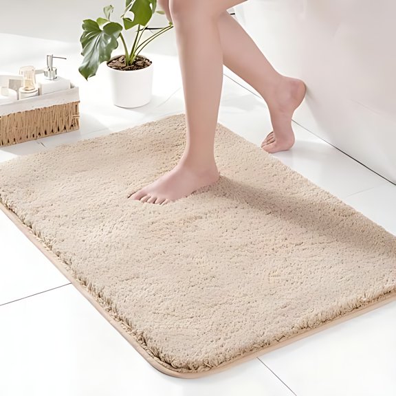 Exclusivo Mezcla Bathroom Rugs Mat 17x24, Extra Soft Non Slip Absorbent Water Microfiber Bath Rugs, Machine Washable Quick Dry Bath Mats for Bathroom Floor, Shower, Home Decor, Solid Camel