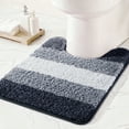thumbnail image 1 of Exclusivo Mezcla Toilet Rugs U-Shaped 20x24, Extra Soft Non Slip Absorbent Water Microfiber Bath Rugs, Machine Washable Quick Dry Bath Mats for Toilet, Gradient Navy Blue, 1 of 8
